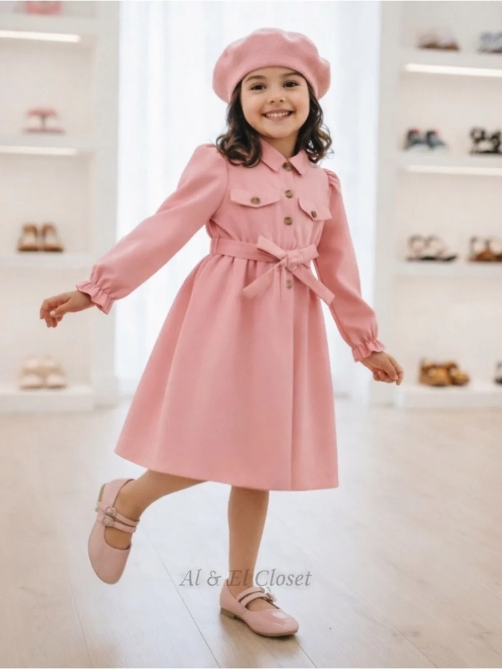 Cat & Jack Pink Double Strap Pink Flats | Sz 2 l Vegan | New With Tags l No Box